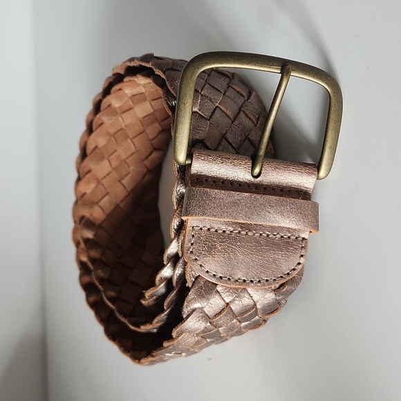 Fossil Accessories - FOSSIL | Woven leather belt golden brown sz S